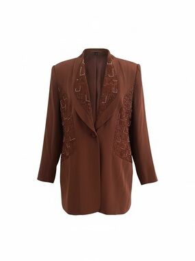 Vintage Women's Brown Embellished Single-Button Blazer